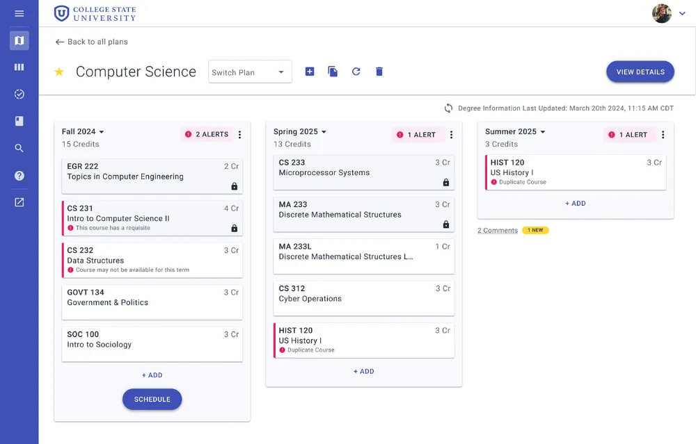 Student registration and schedule builder